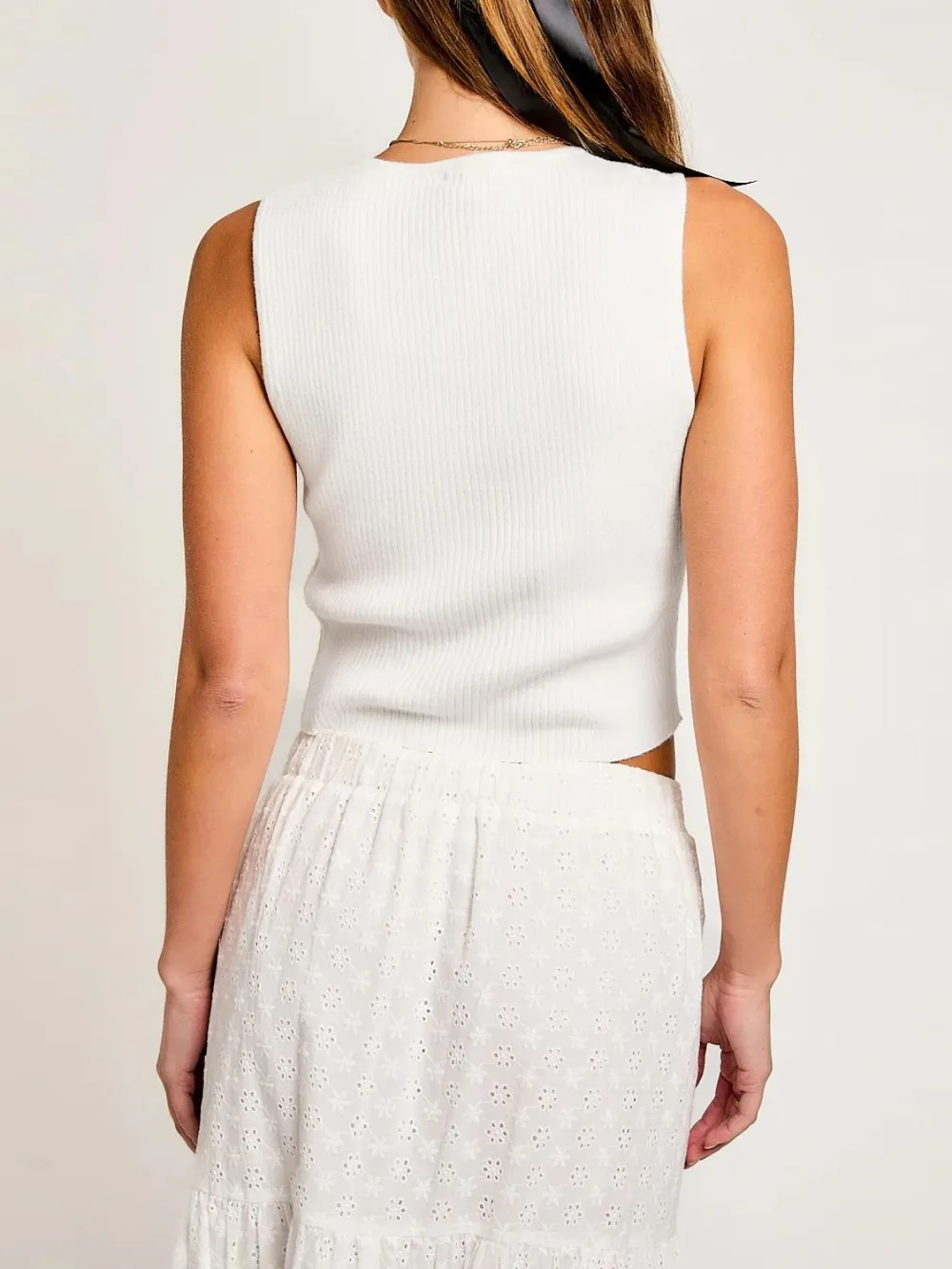 Bow Round Neck Cropped Tank, image 10