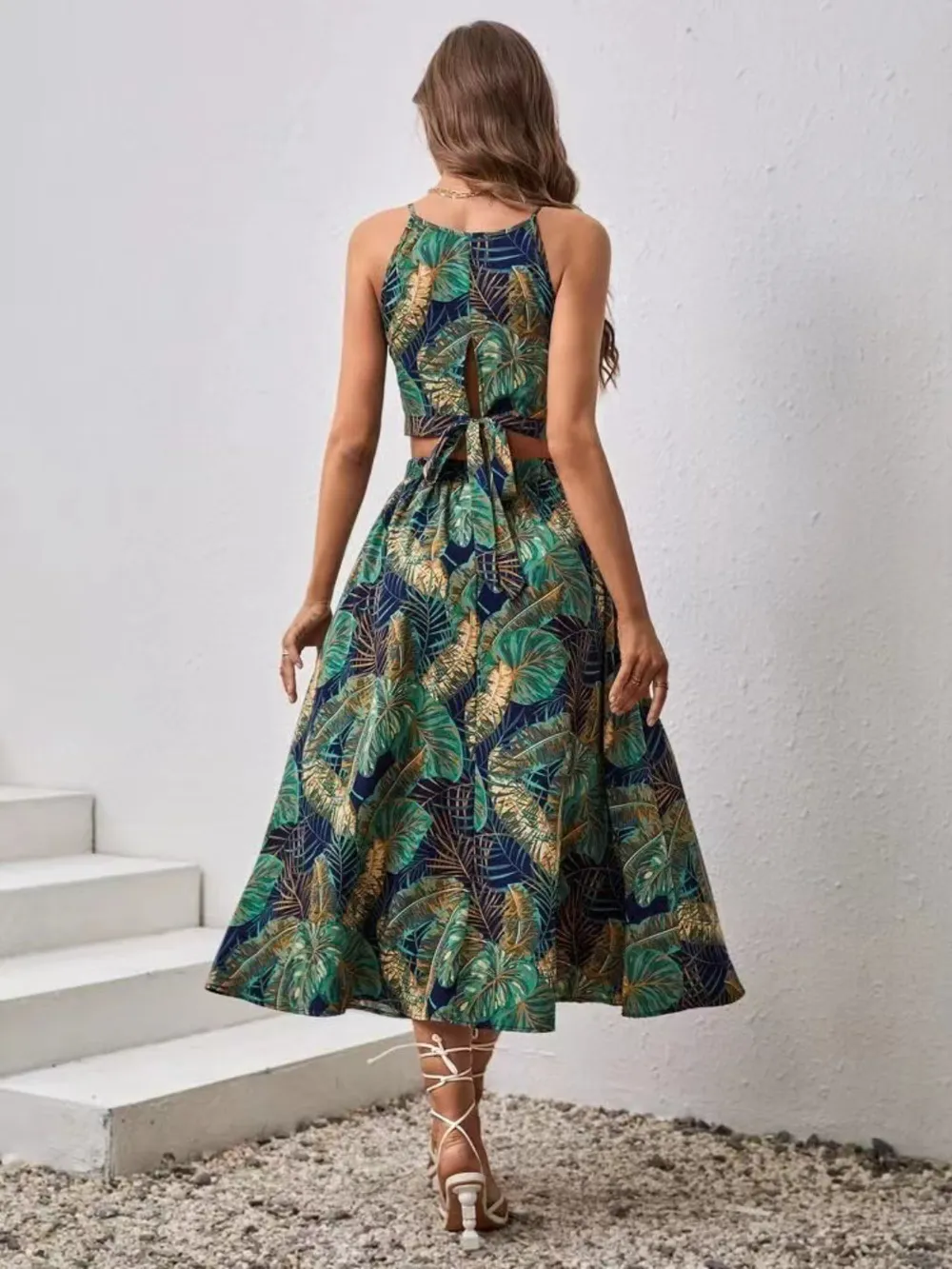 Printed Cami and Slit Skirt Set, image 2