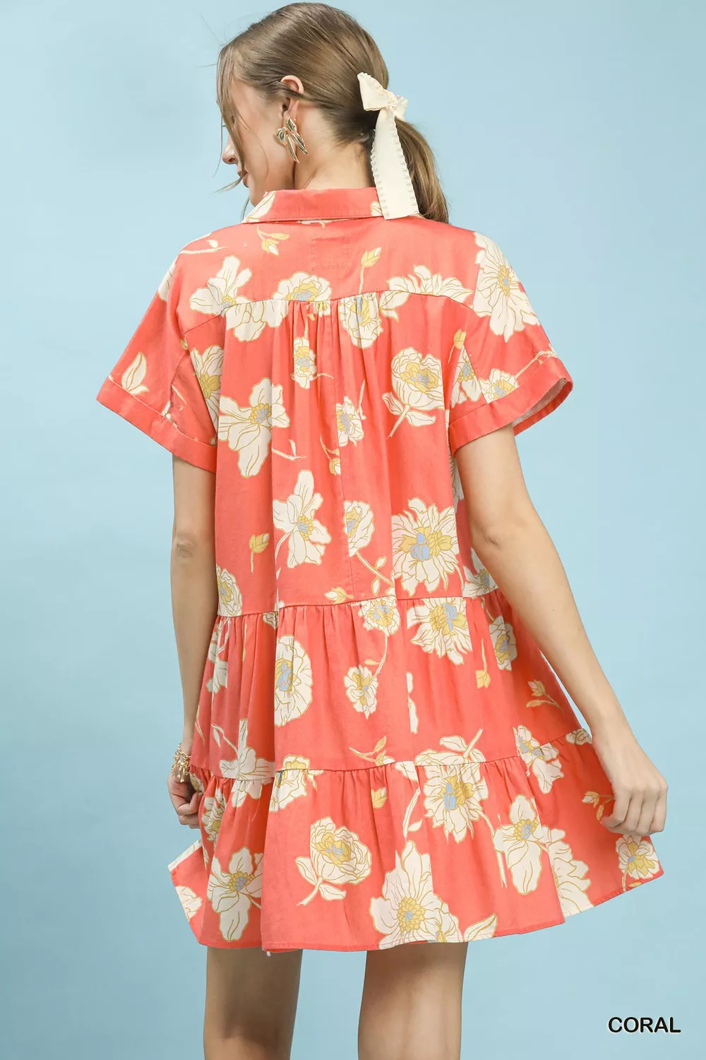 Floral Tiered Collared Babydoll Dress, image 3