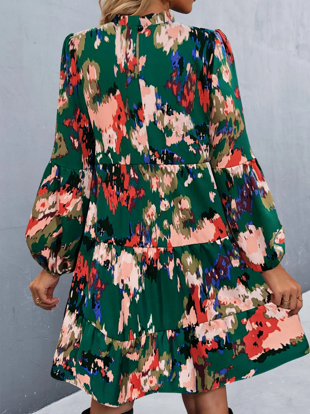 Printed Balloon Sleeve Mini Dress, image 22