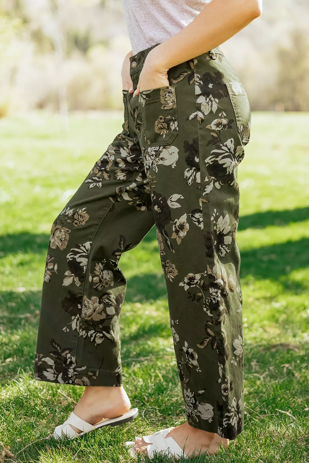 Vintage Style Floral Print High Waist Wide Leg Jeans, image 9