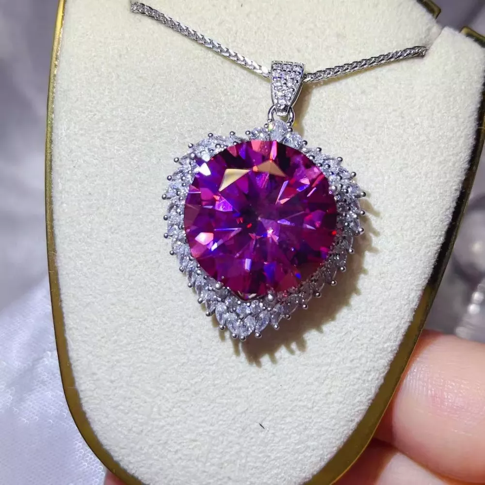 20 Carat Moissanite 925 Sterling Silver Pendant Necklace, image 2