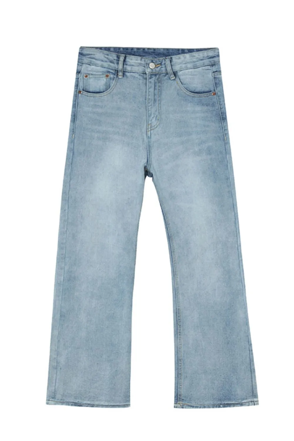 Men's Vintage Wash Straight Leg Jeans with Pockets, image 4