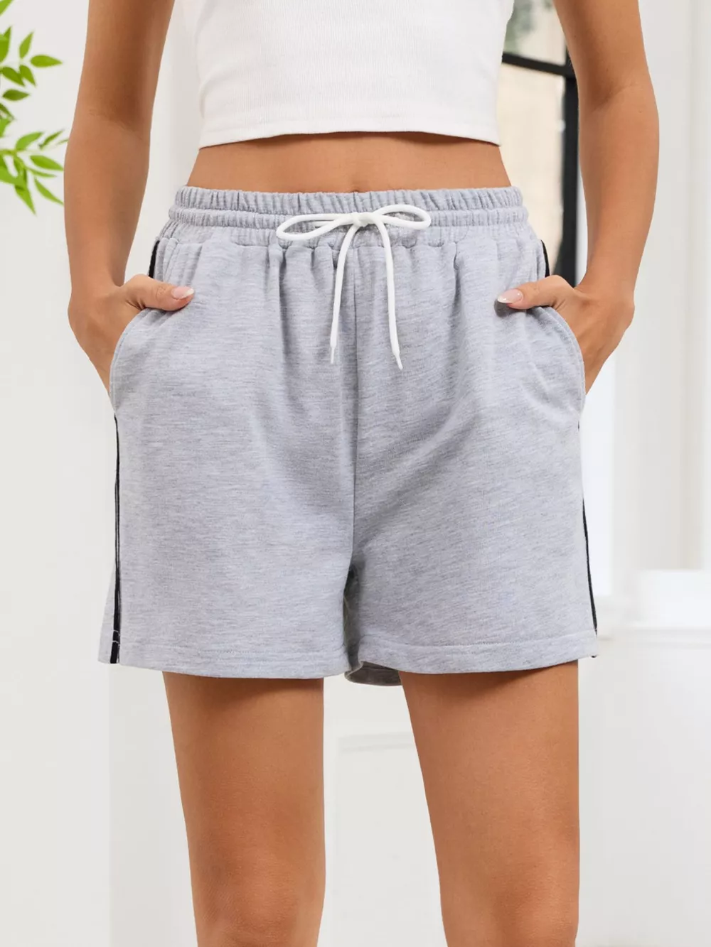 Striped Trim Drawstring Shorts, image 23