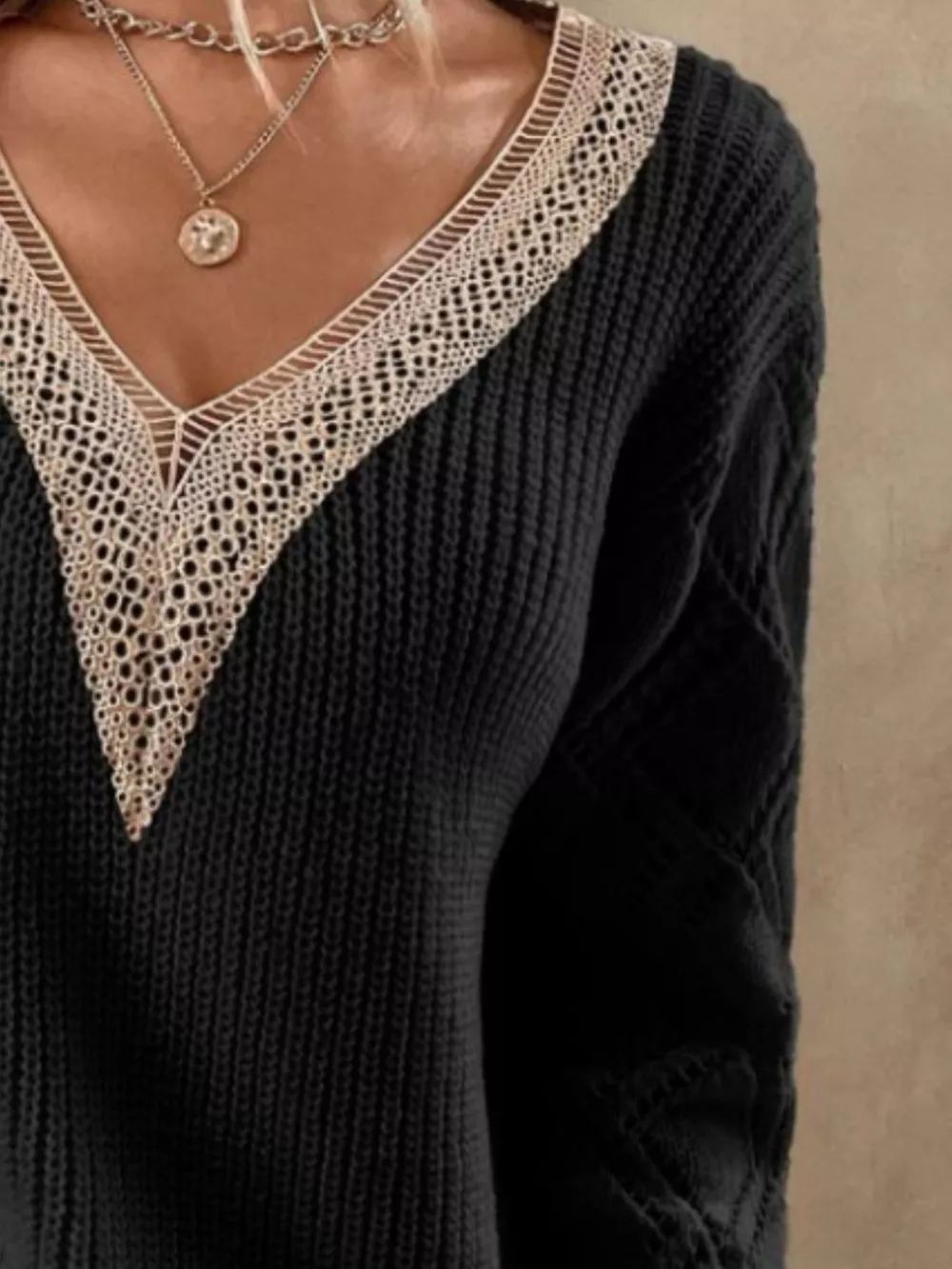 V-Neck Openwork Sweater, image 11