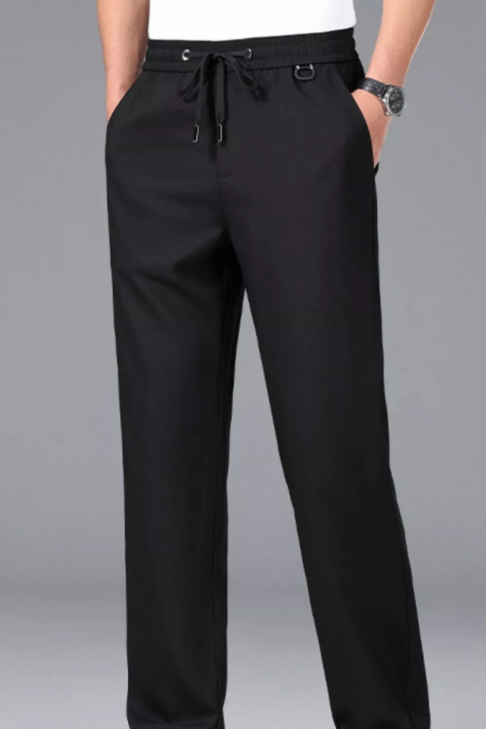 Men's Plus Size Casual Drawstring Straight-Leg Pants
