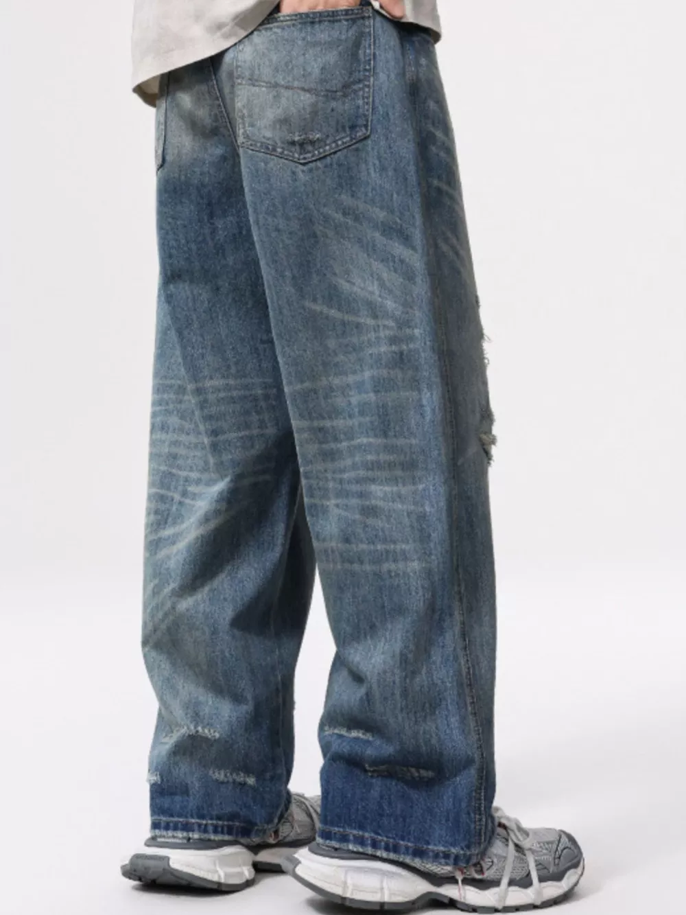Men's Full Size Distressed Wide Leg Jeans Plus Size, image 3