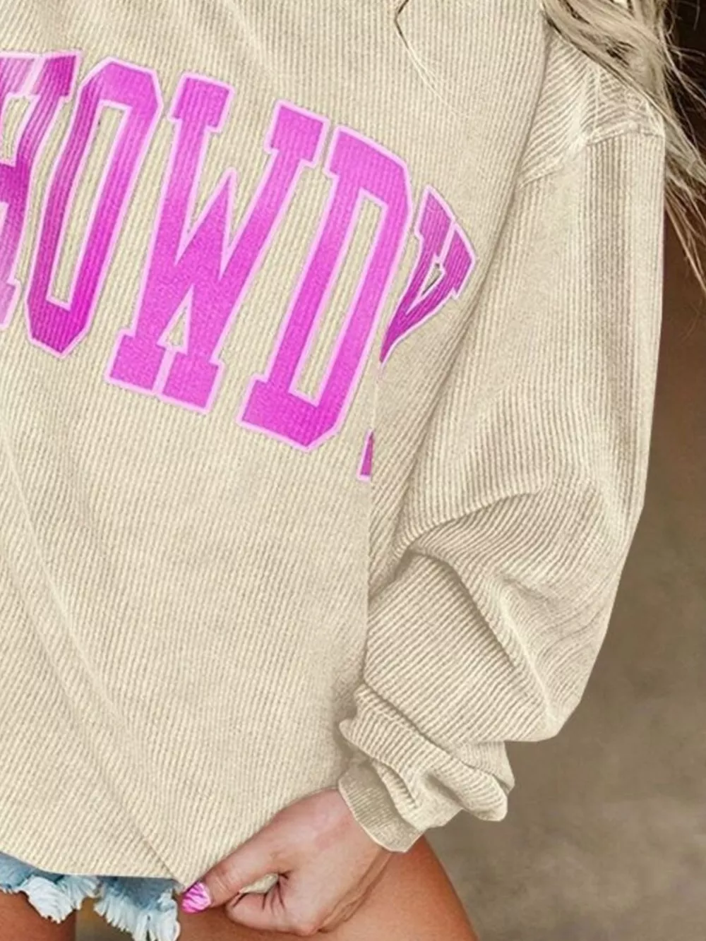 Full Size Howdy Round Neck Oversized Sweatshirt Plus Size, image 5