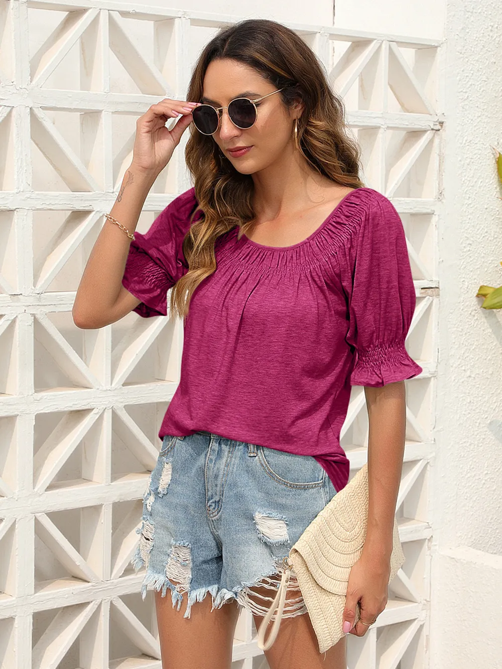 Ruched Short Sleeve Blouse, image 11