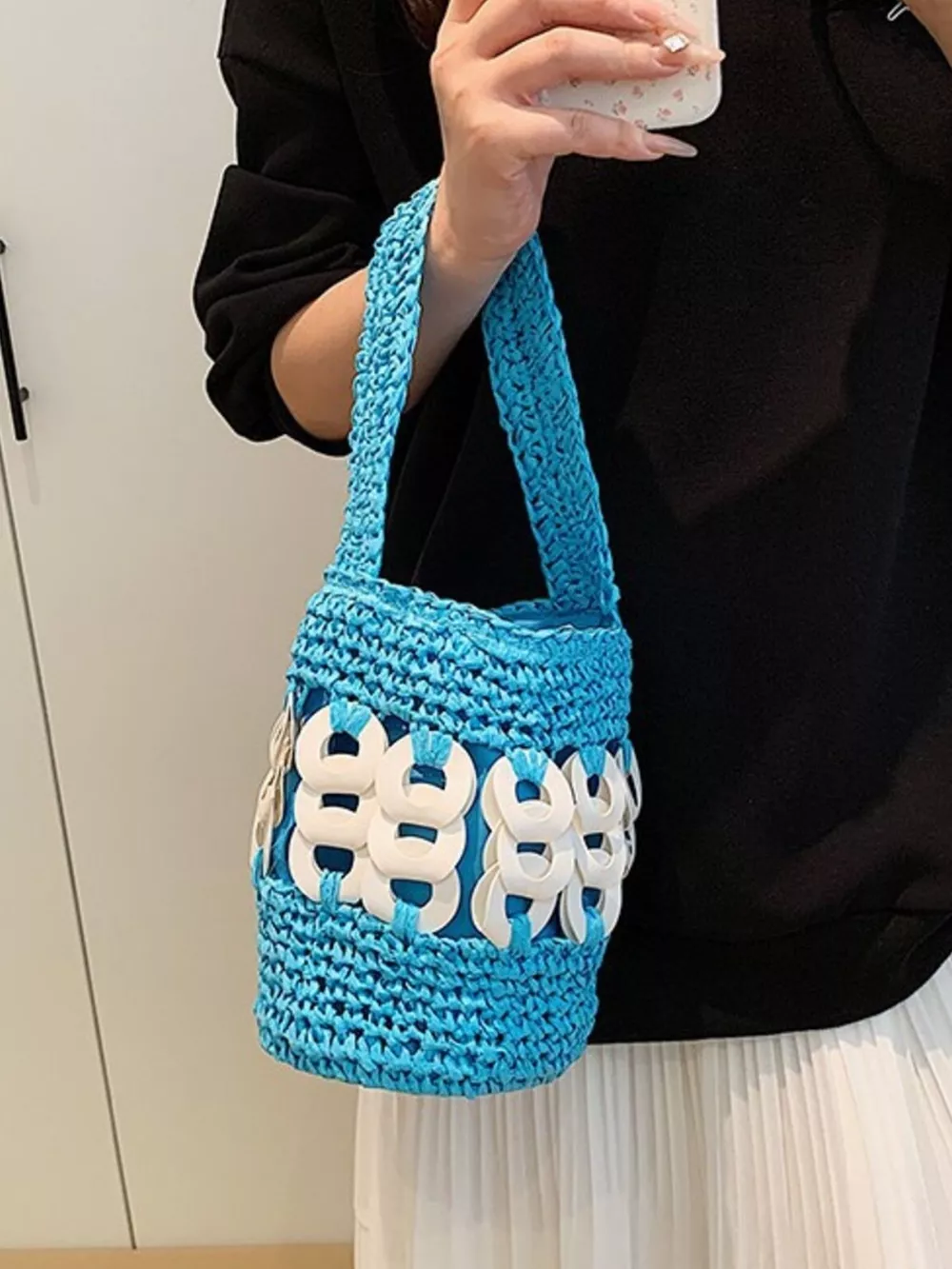 Woven Bucket Handbag, image 6