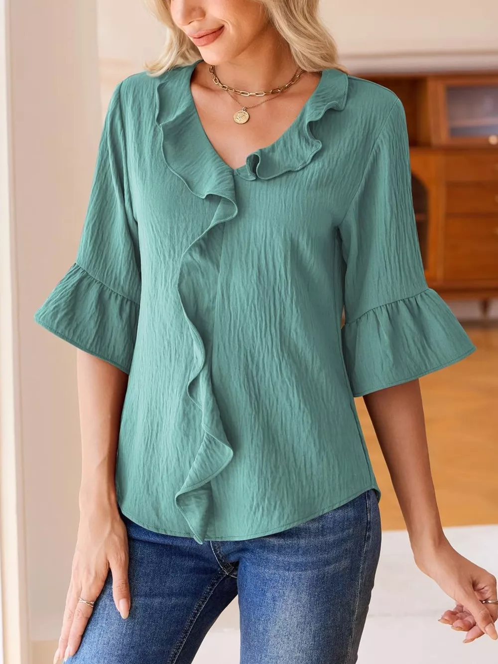 Ruffled Flounce Sleeve Blouse, image 19