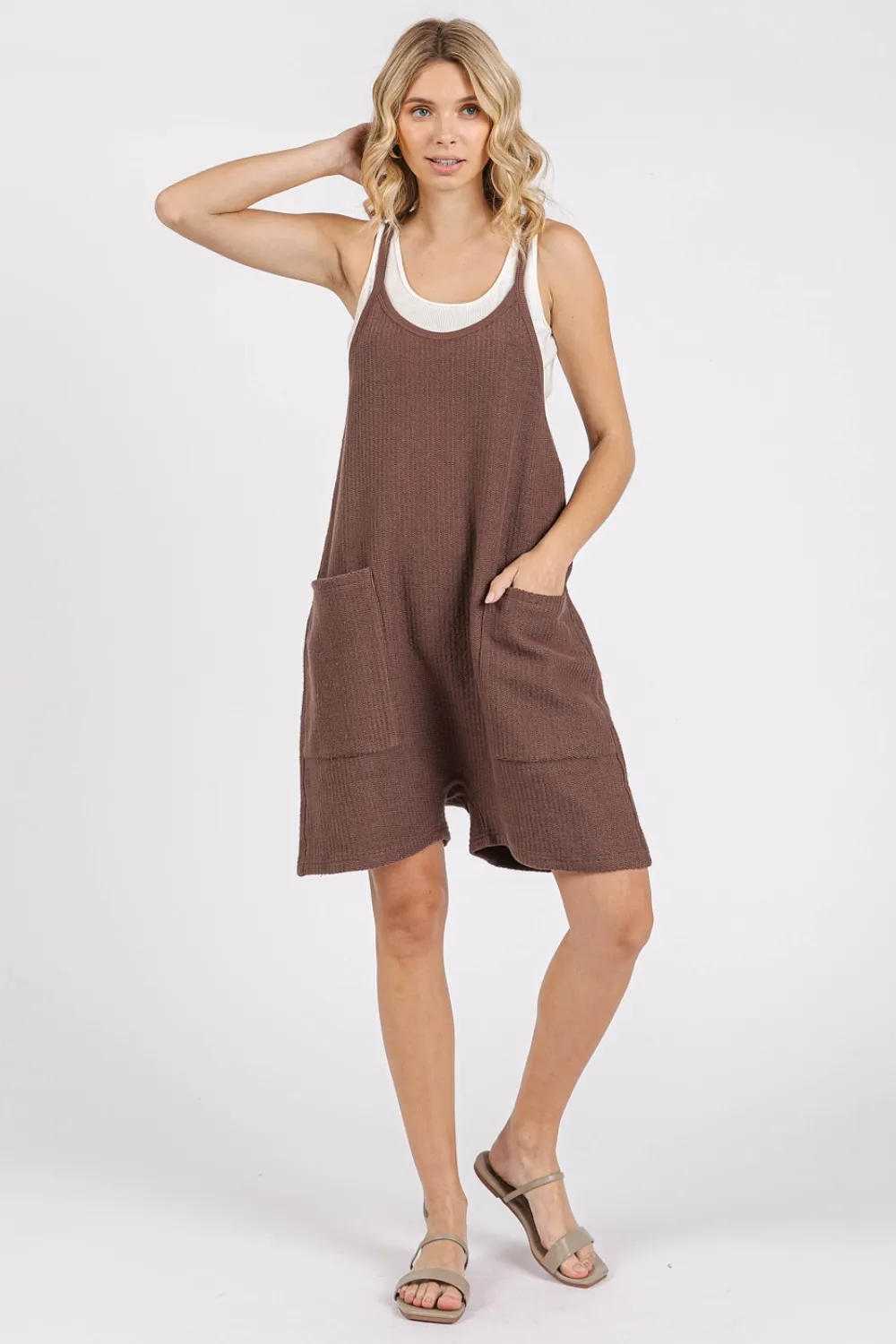 Scoop Neck Spaghetti Strap Overalls with Pockets, image 5