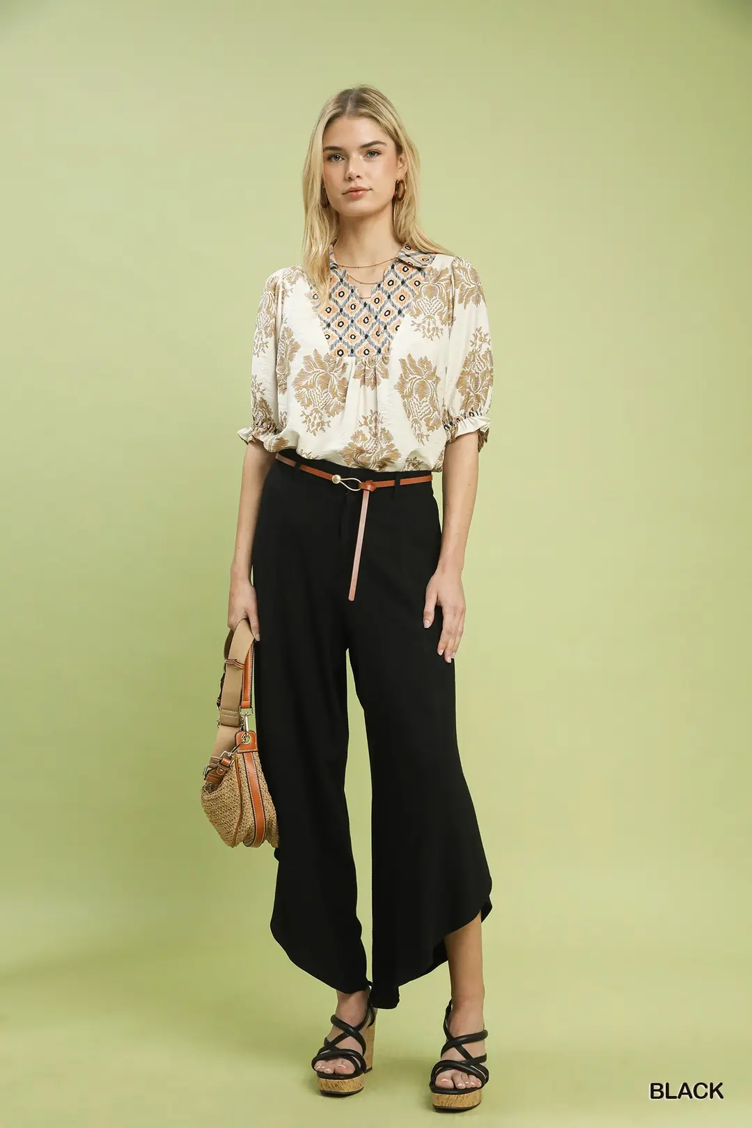Flowy Asymmetrical Hem Wide Leg Pants, image 5