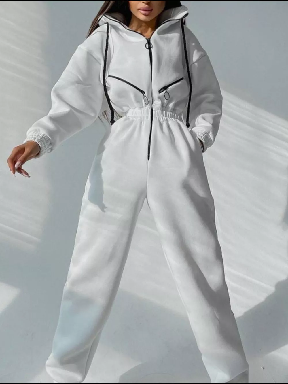 Hooded Zip-Up Long Sleeve Jumpsuit, image 4