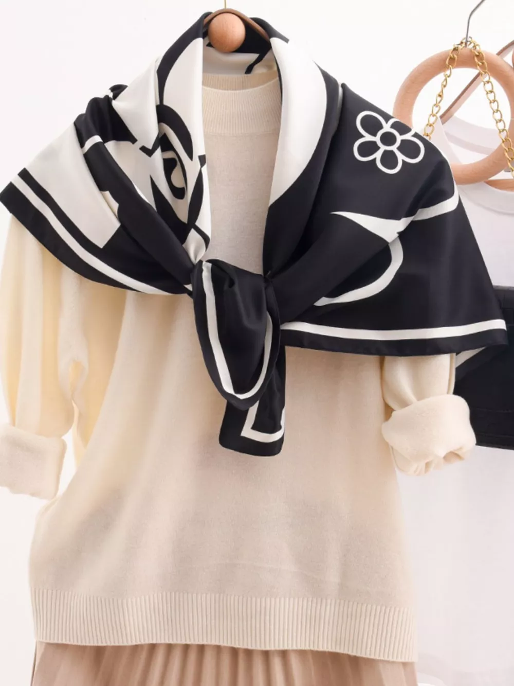 Square Flower Silk Scarf, image 4