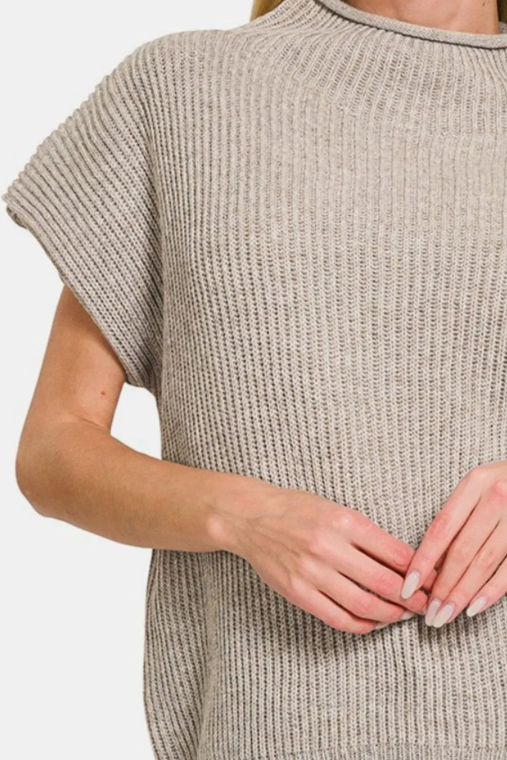 Short Sleeve Mock Neck Sweater, image 3