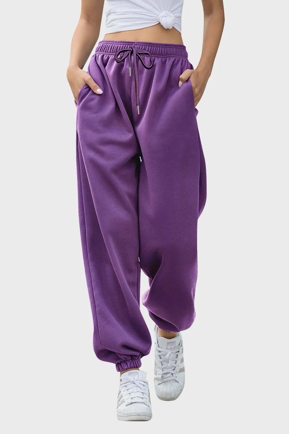 Elastic Waist Joggers with Pockets, image 19