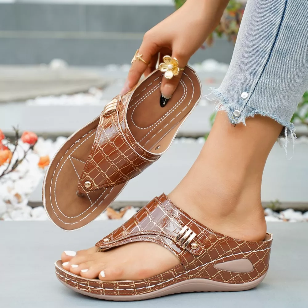 Toe Post Wedge Sandals, image 6