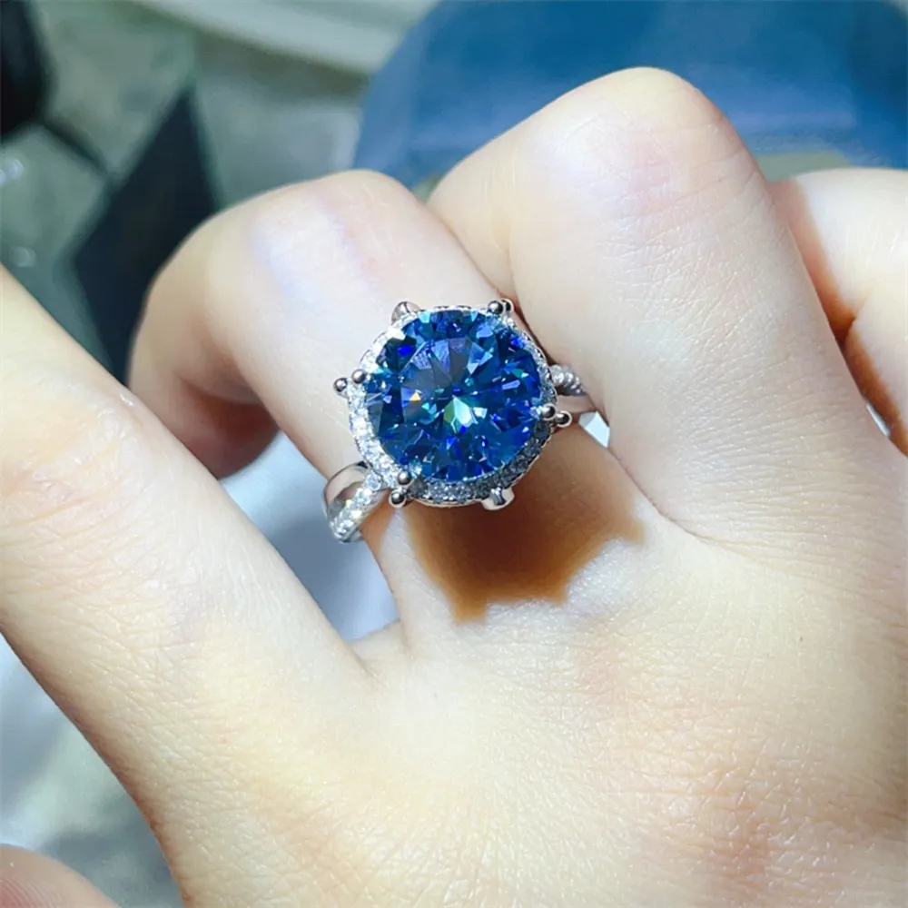 5 Carat Moissanite Halo Engagement Ring, image 10