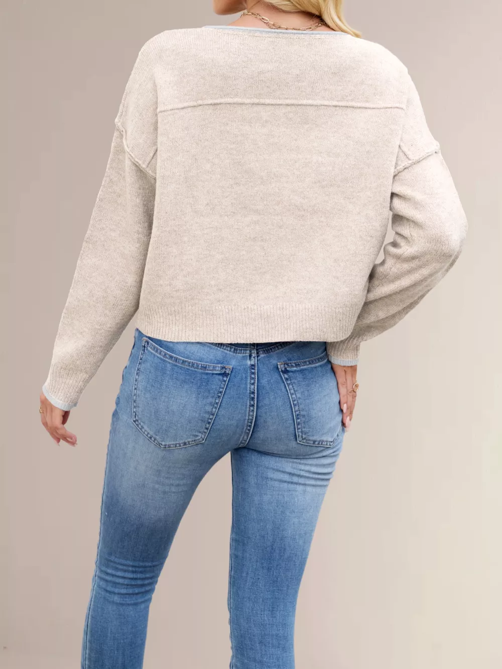 Round Neck Dropped Shoulder Sweater, image 6