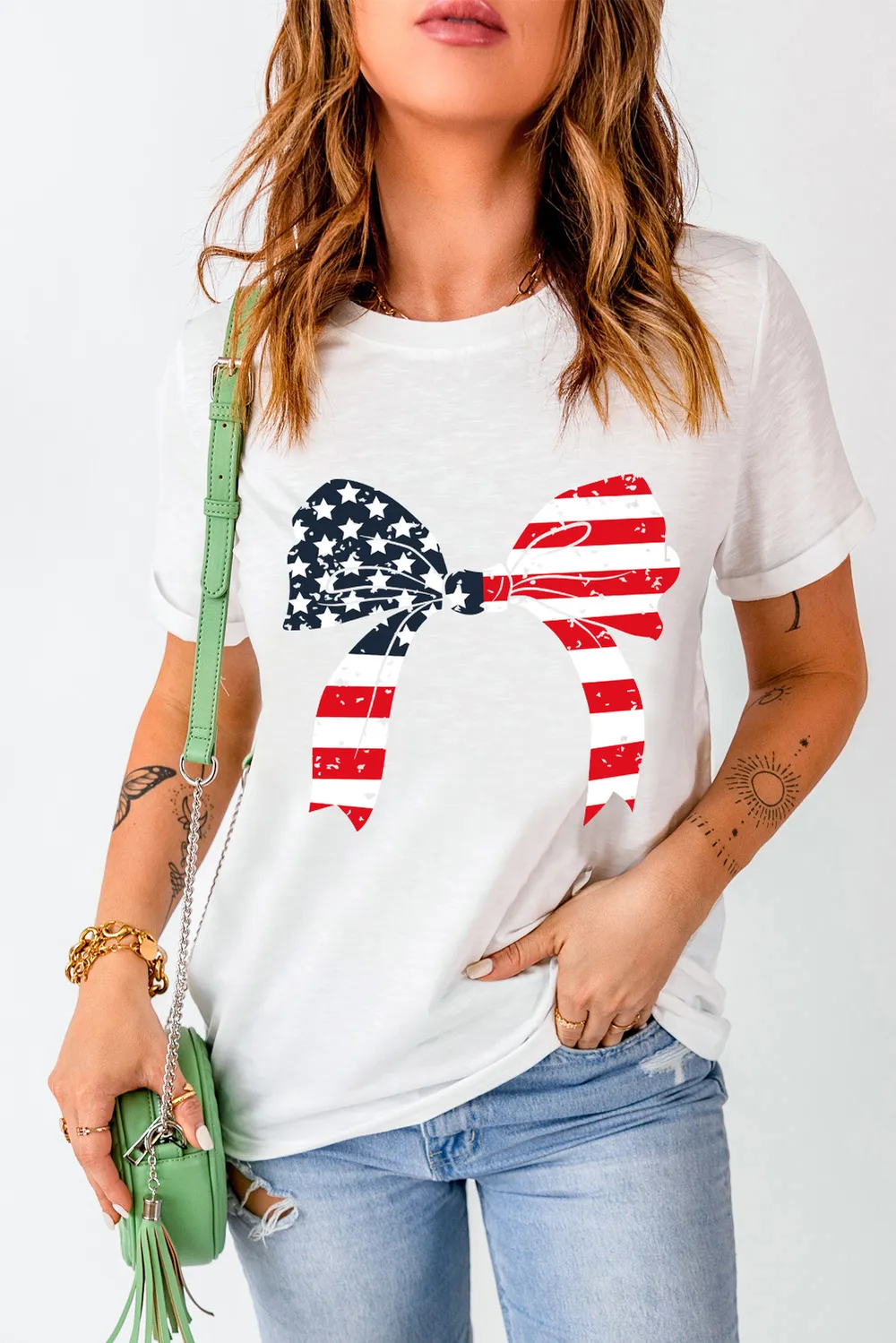 Bow Round Neck Short Sleeve T-Shirt, image 5