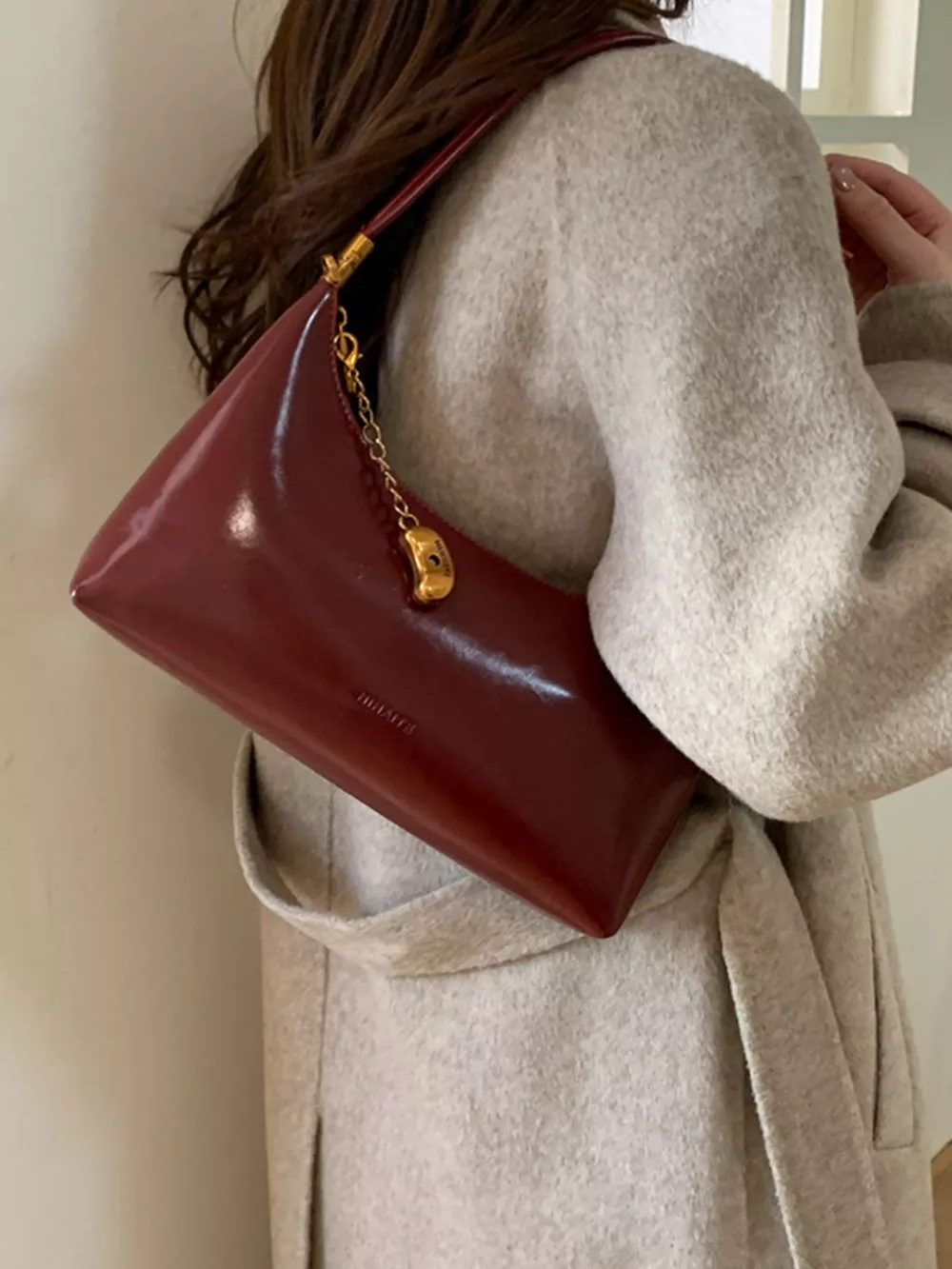 Chain Charm Leather Shoulder Bag, image 2