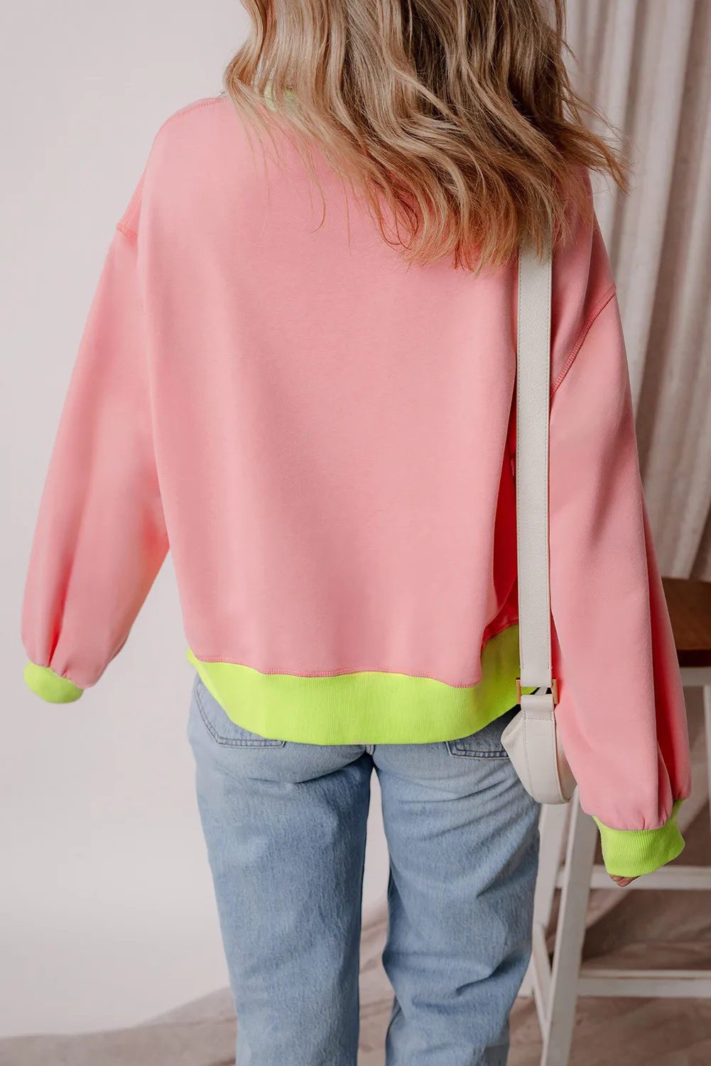 Letter Graphic Round Neck Long Sleeve Sweatshirt, image 3