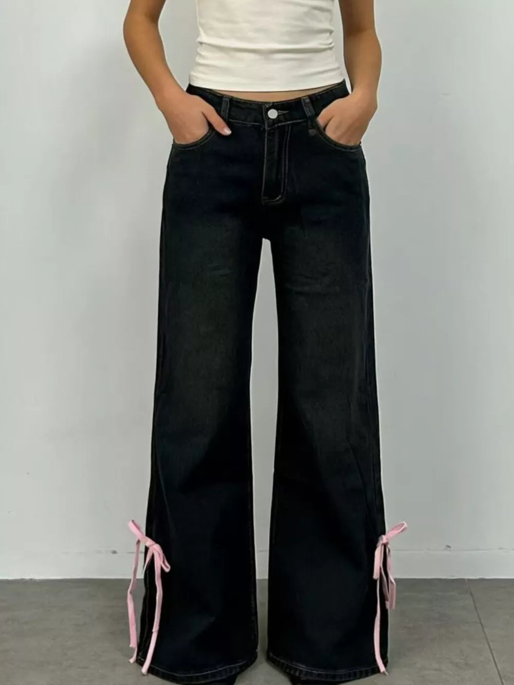 Ribbon Detail Flare Jeans, image 6