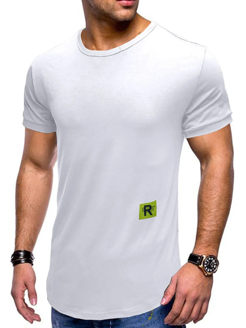 Men's Crew Neck Solid Color Basic T-Shirt, image 5