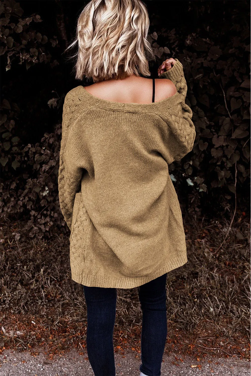 Open Front Dropped Shoulder Cardigan with Pockets, image 24