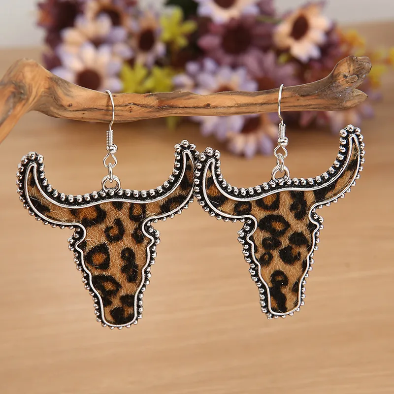 Alloy Animal Print Cow Head Earrings, image 2