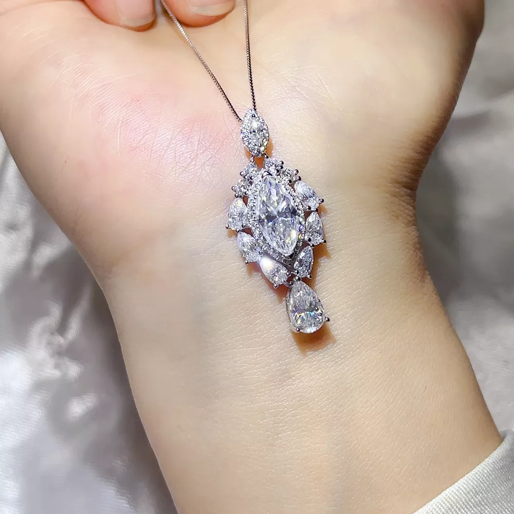 3 Carat 925 Sterling Silver Moissanite Pendant Necklace, image 2