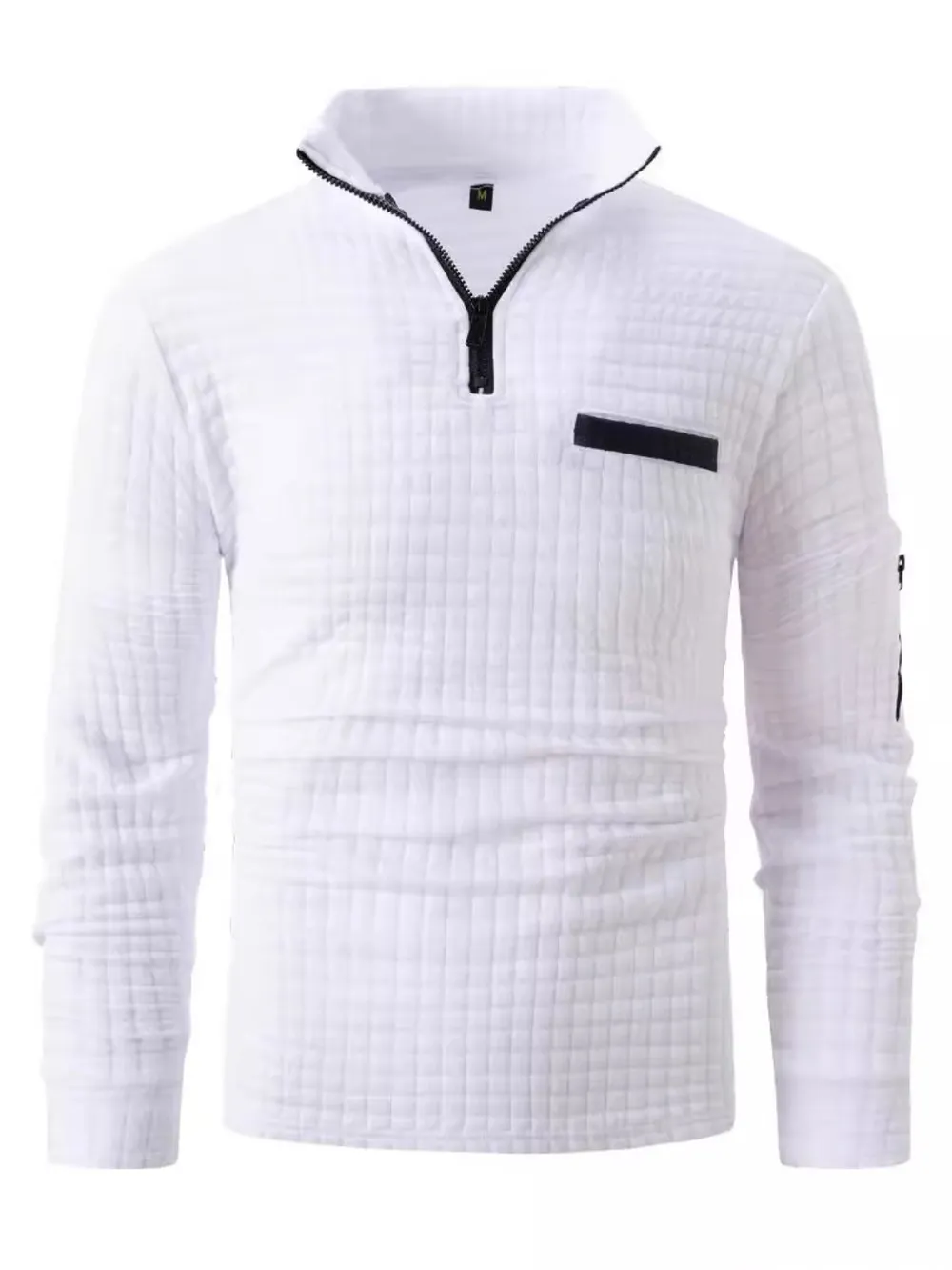 Men's Full Size Quarter Zip Long Sleeve Polo Plus Size, image 3