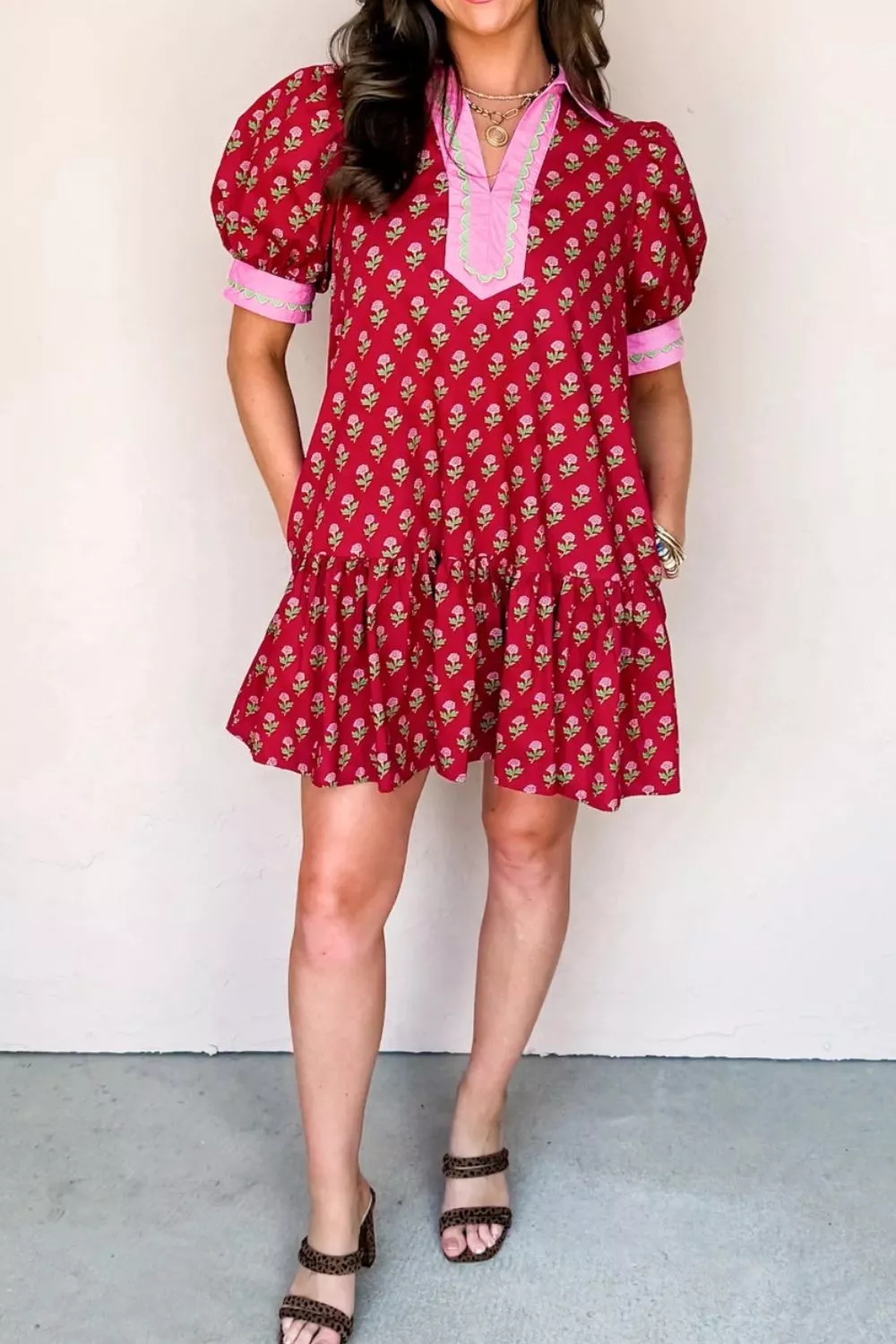 Floral Print Ruffle Hem Mini Dress, image 7