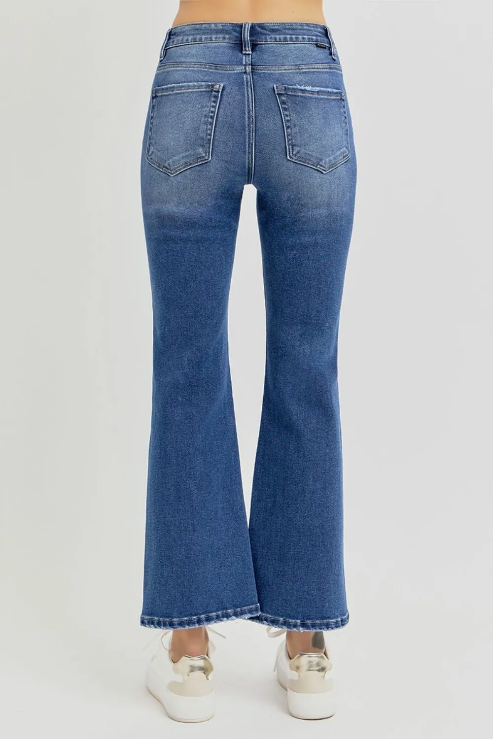 Full Size Distressed High Rise Crop Flare Jeans, image 6