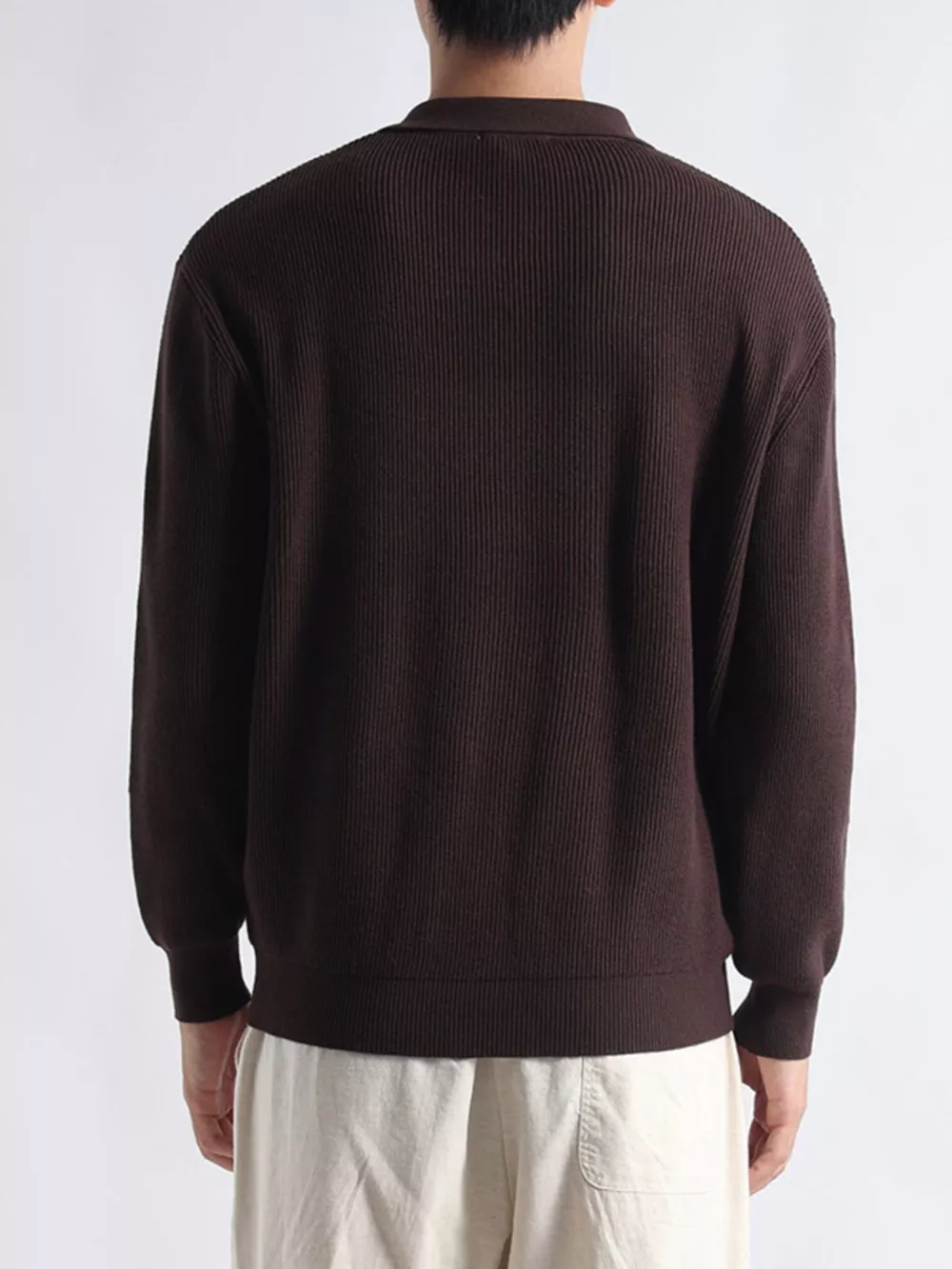 Men's Plus Size Ribbed Knit Polo Collar Sweater, image 7