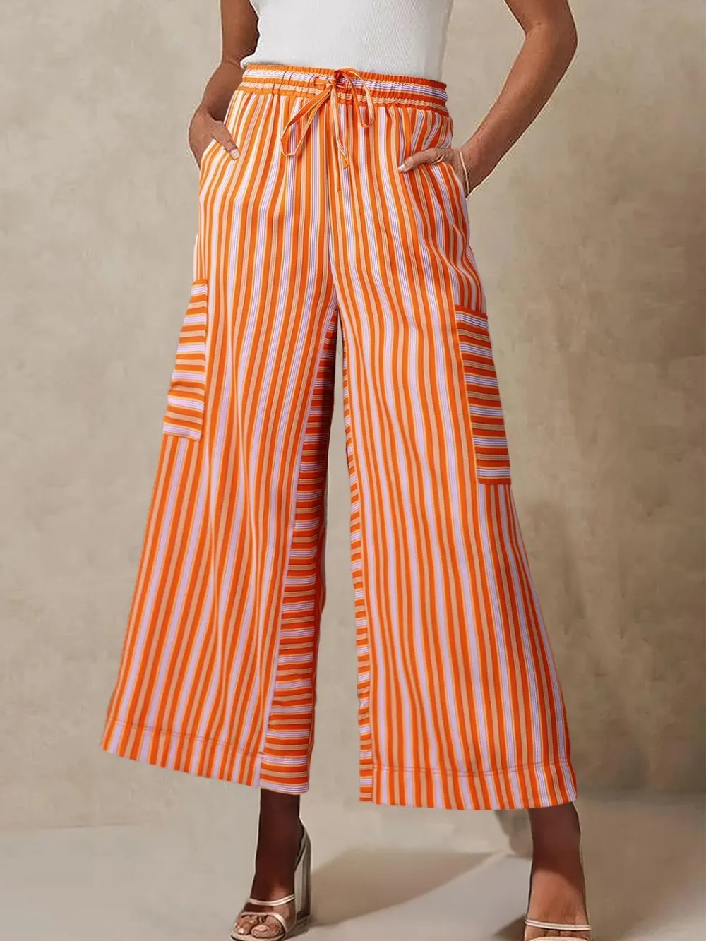 Contrast Striped Wide leg Pants, image 20