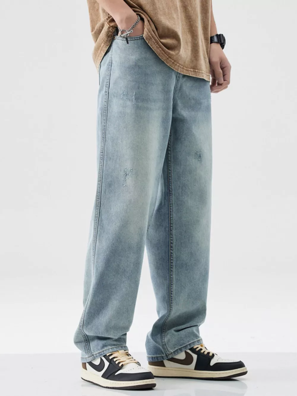 Men's Wash Wide Leg Jeans, image 3