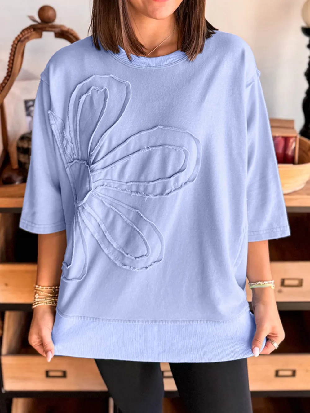 Flower Oversized Round Neck T-Shirt, image 5