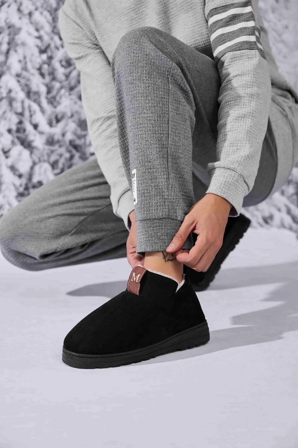 Letter M Suede Round Toe Slippers, image 11