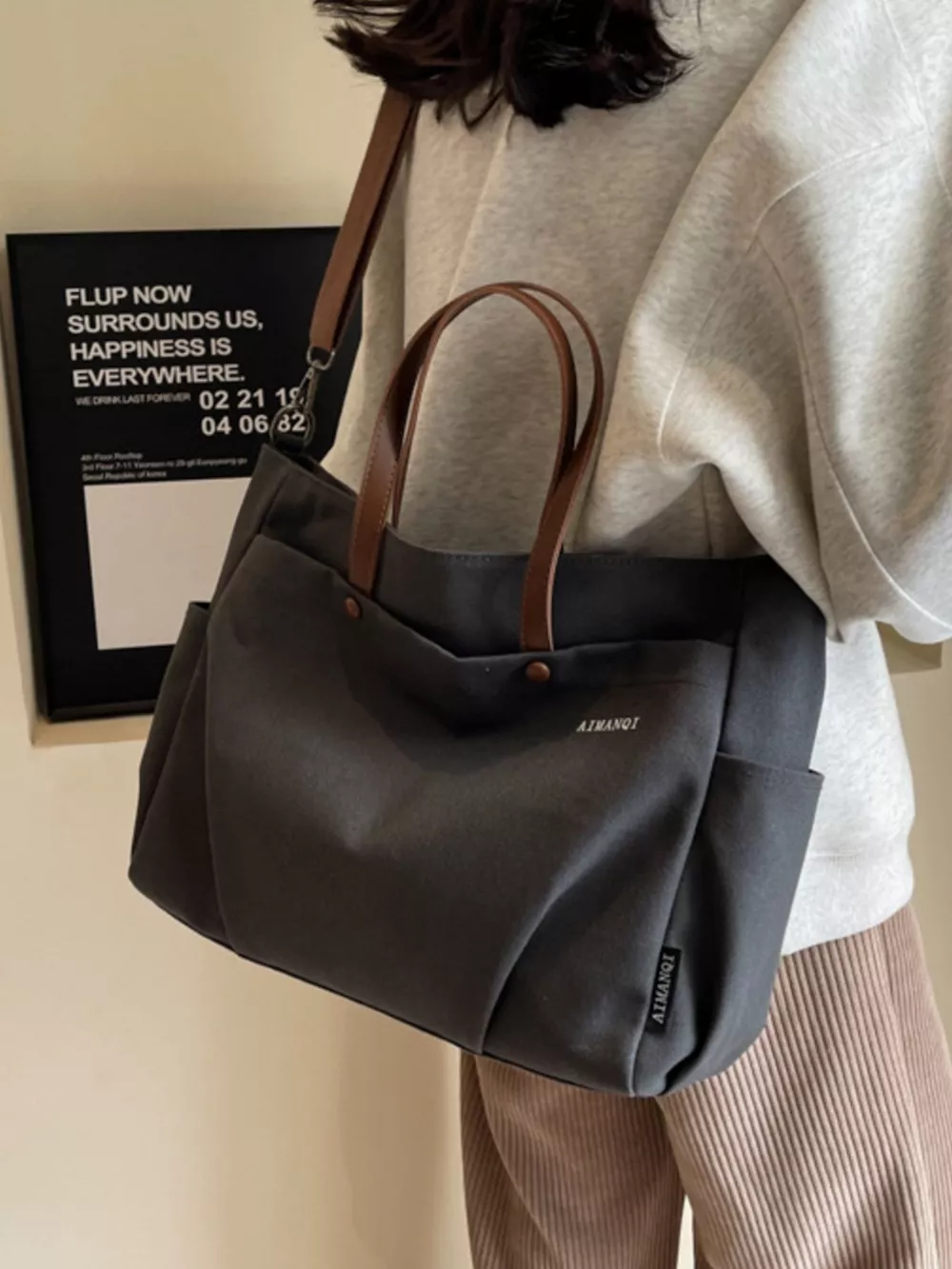 Canvas Tote Crossbody Bag, image 4