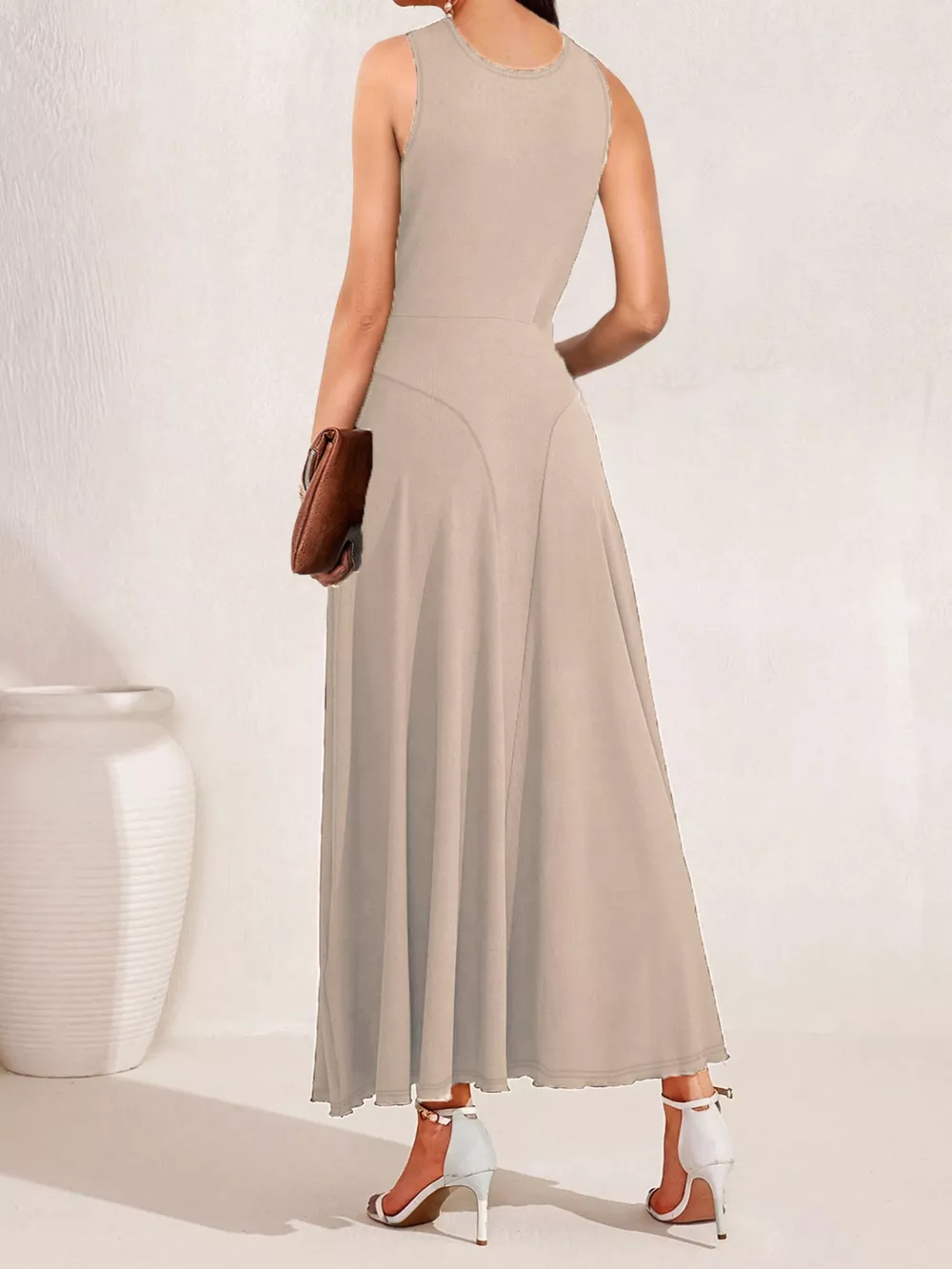 Crisscross Halter Neck A-Line Midi Dress, image 12