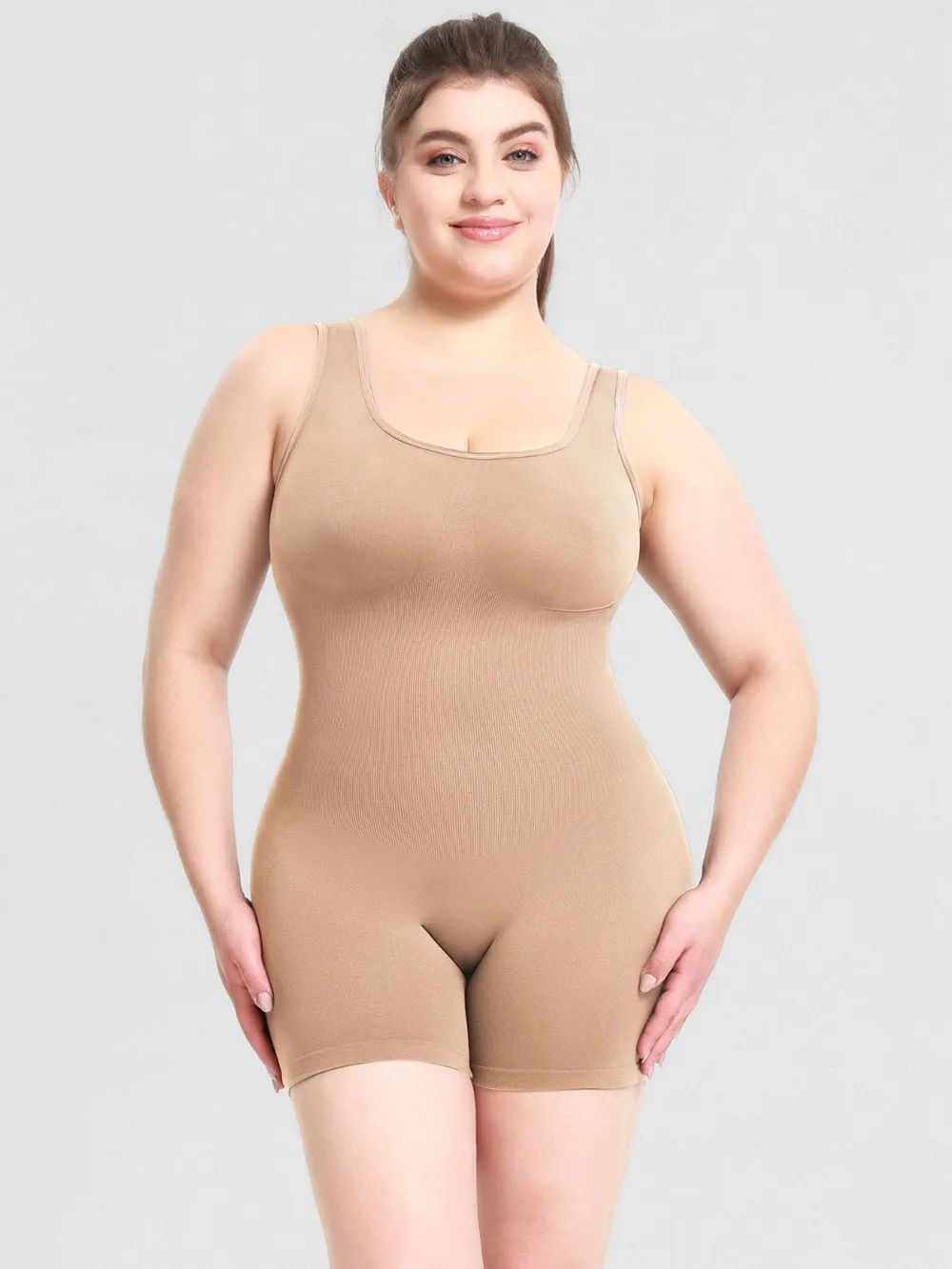 Scoop Neck Wide Strap Shaping Romper, image 18