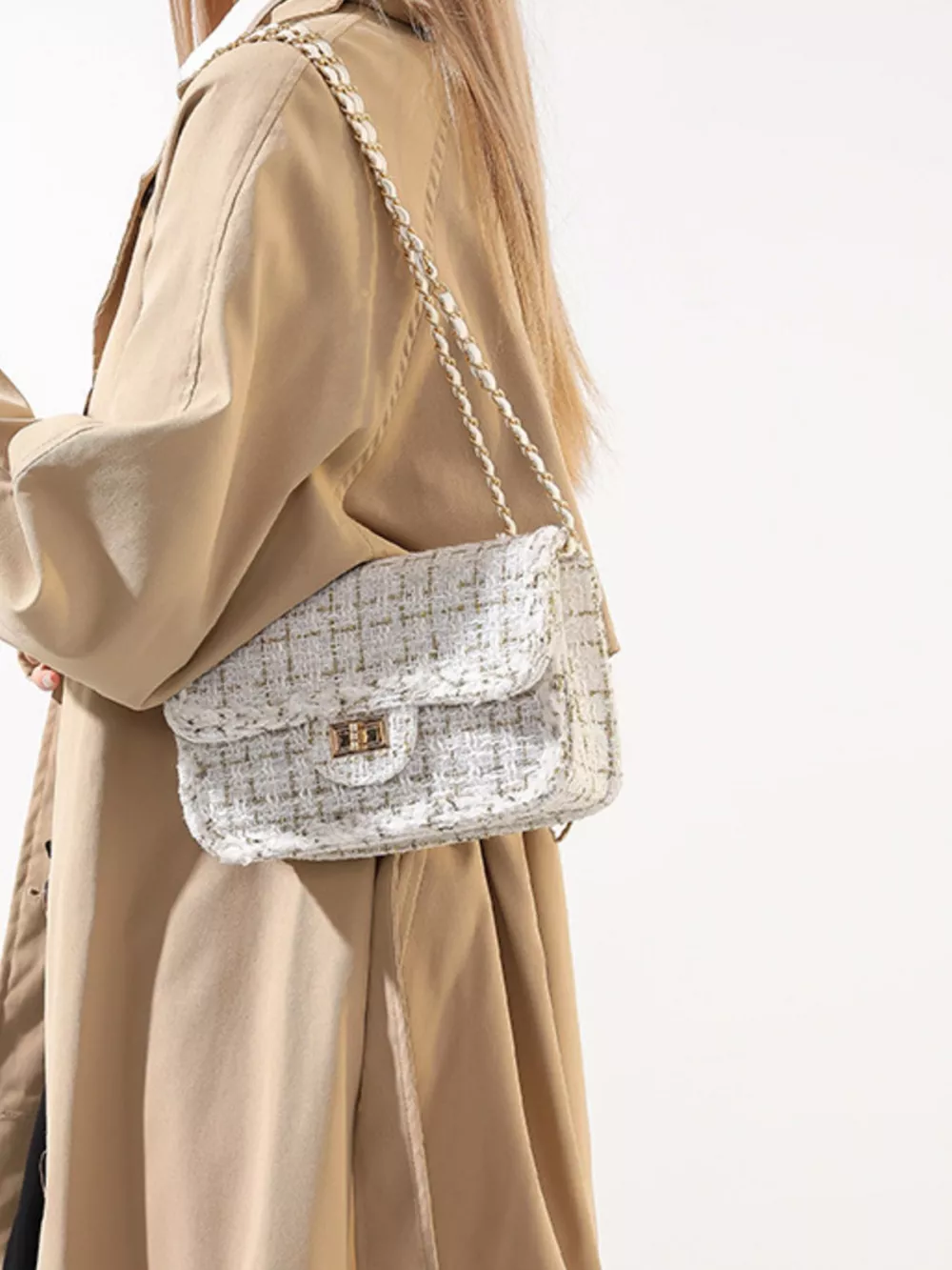 Tweed Flap Crossbody Bag, image 10