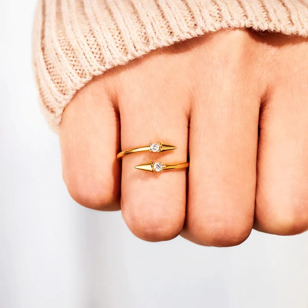 925 Sterling Silver Inlaid Zircon Bypass Ring, image 6