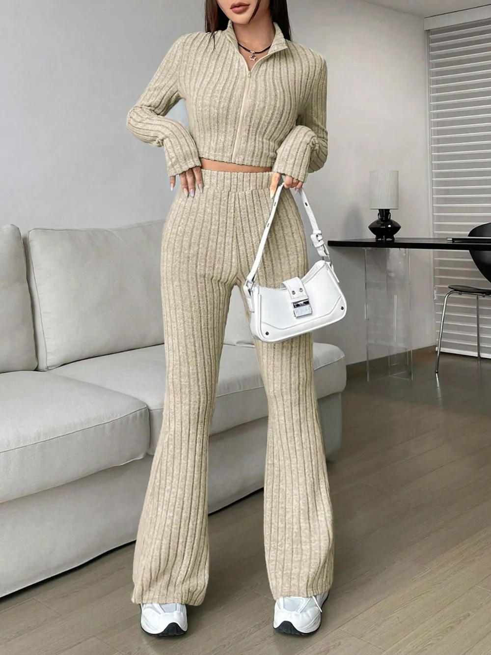 Zip Up Long Sleeve Top and Pants Set, image 16