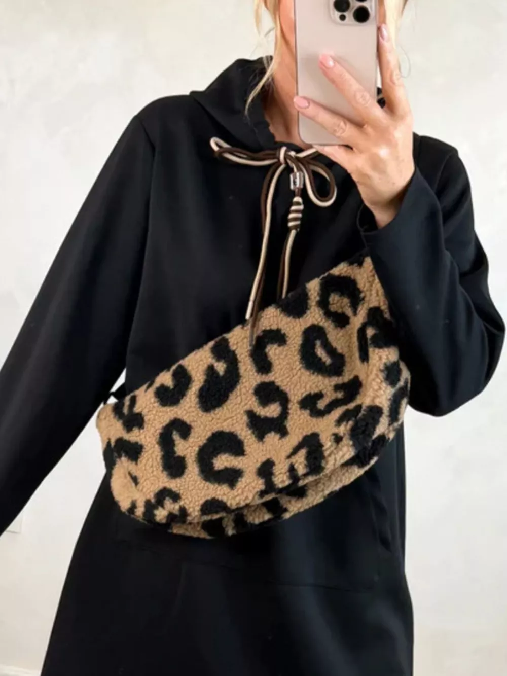 Full Size Casual Drawstring Hooded Sweatshirt Dress Plus Size, image 4