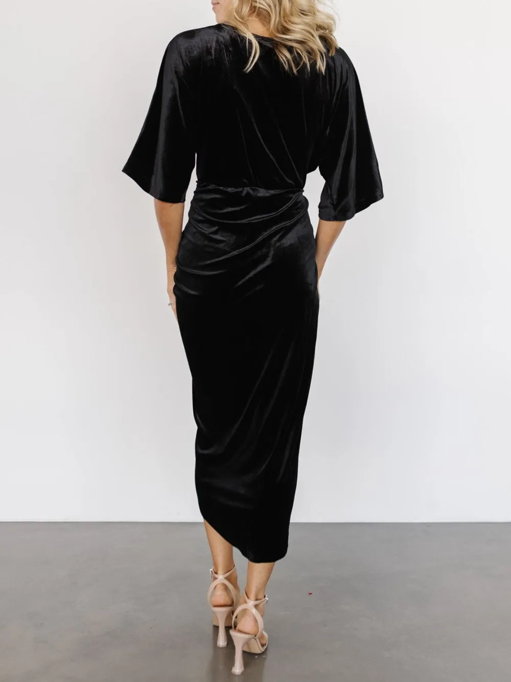 Ruched Surplice Half Sleeve Dress, image 9