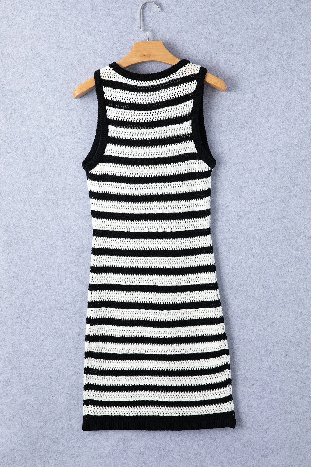 Openwork Striped Wide Strap Knit Dress, image 7