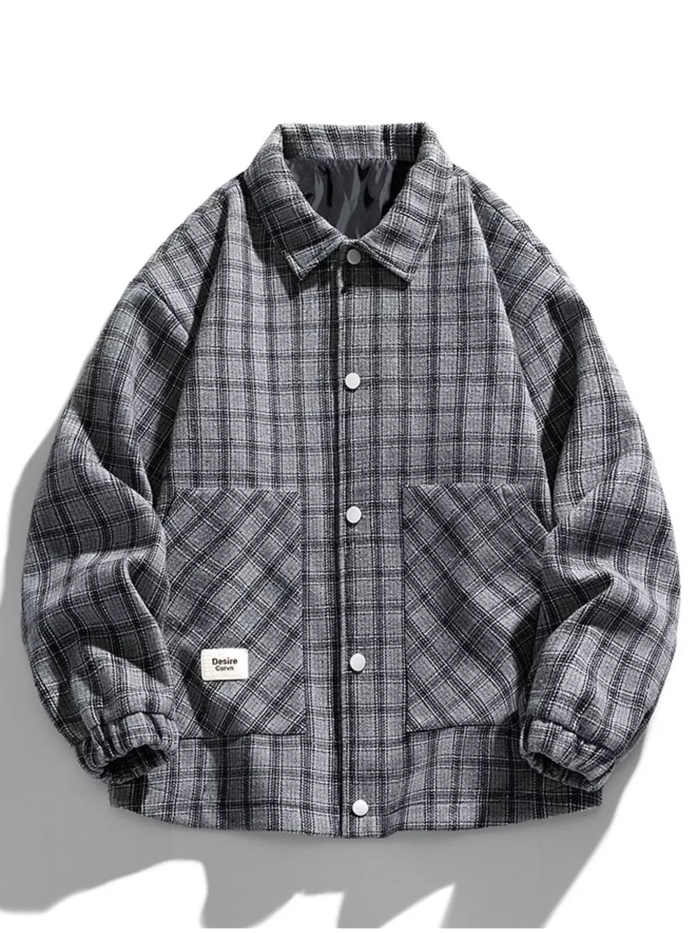 Men's Plus Size Casual Plaid Button-Up Jacket